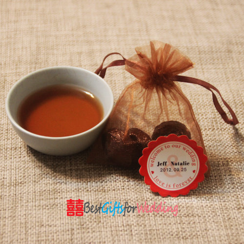 Chinese Style Wedding Favor - Tea Coins Set with Personalized tag